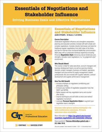 Essentials of Negotiations and Stakeholder Influence Flyer