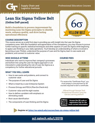 Lean Six Sigma Yellow Belt (Online/Self-paced) Flyer