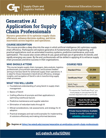 Generative AI Application for Supply Chain Professionals Flyer