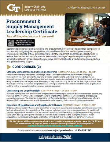 Procurement & Supply Management Leadership Certificate Flyer
