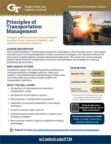 Principles of Transportation Management Flyer