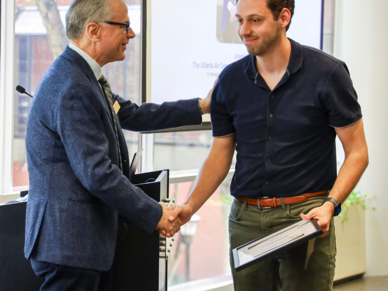 Joseph Boone accepting his award