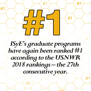 ISyE's graduate programs are once again ranked No. 1 by USNWR.