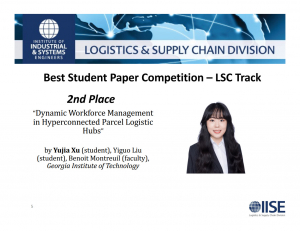 Yulia Xu, IISE Best Paper Award