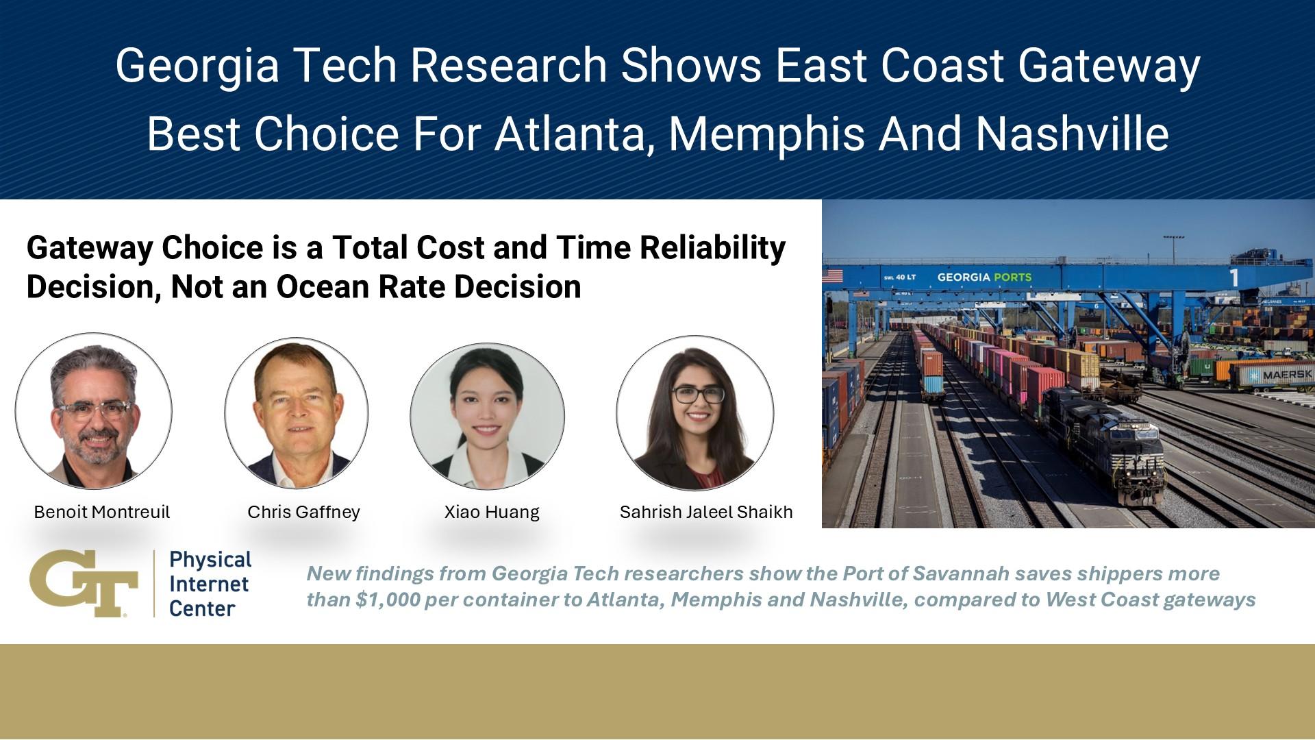 Georgia Tech Research Shows East Coast Gateway Best Choice For Atlanta, Memphis And Nashville