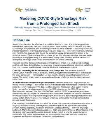 Thumbnail image of Modeling COVID-Style Shortage Risk from a Prolonged Iran Shock report cover