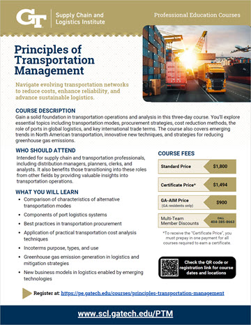 Principles of Transportation Management Flyer